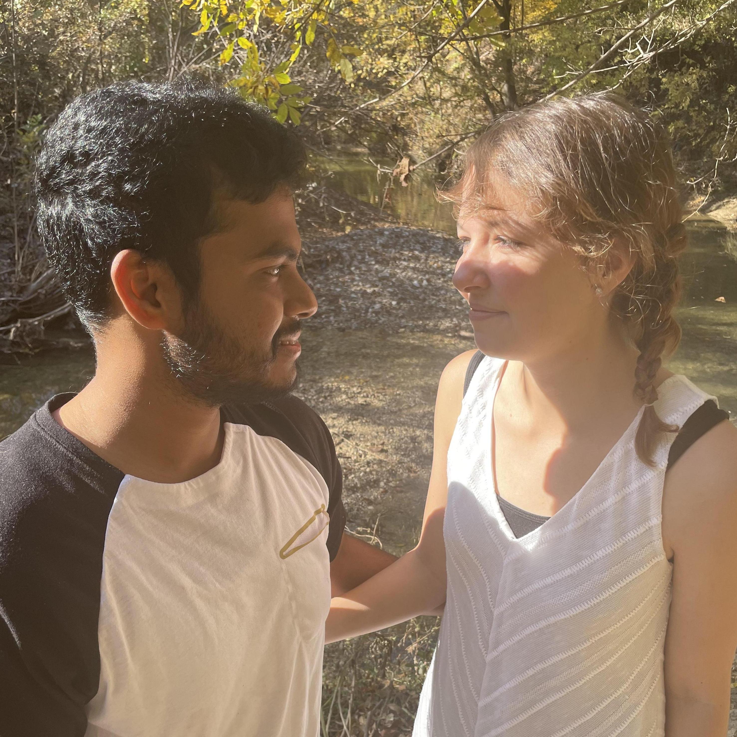 Hiking in the forest with this man is fun!