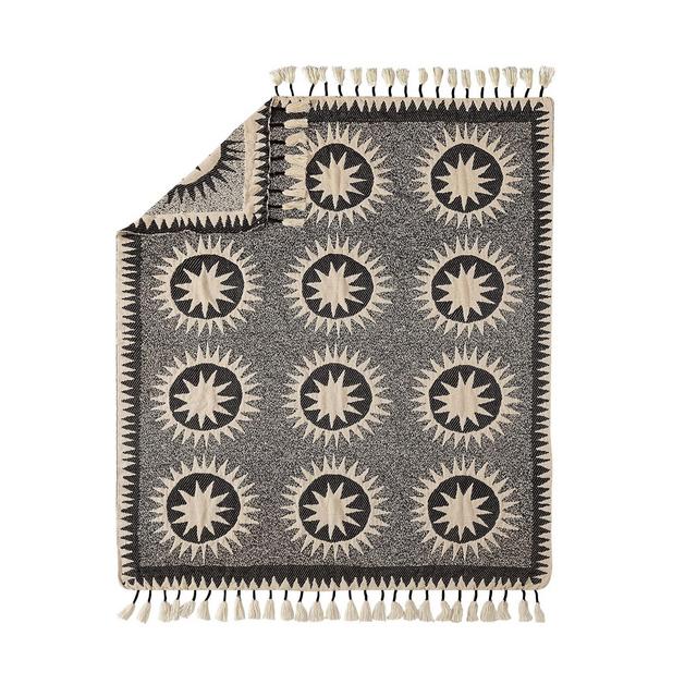 50"x60" Soleil Throw Blanket Black/Cream - Jungalow by Justina Blakeney