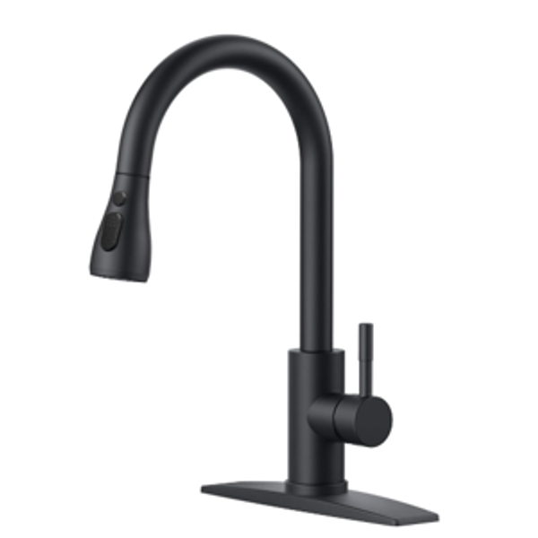 Matte Black Kitchen Faucet with Pull Down Sprayer