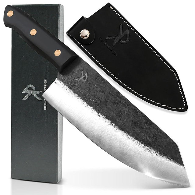 Kitchen perfection Handmade Chefs Carving Knife For Meat Cutting- Extremely Sharp Cooking Knife 8 Inch -Hand Sharpen Best Gift For Men - High Carbon Steel w/Leather Sheath