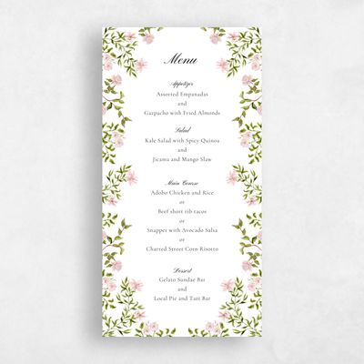 Light Pink Wedding Menu - Villagio