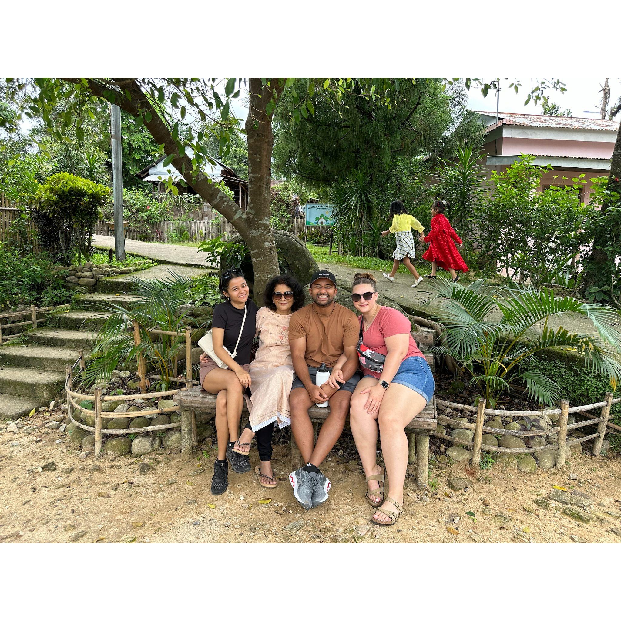 Himshekhar's sister and mom , Himshekhar and Alex. 

In Asia's cleanest village