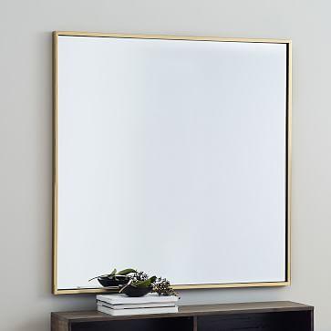 Metal Framed 42" Square Mirror - Antique Brass