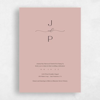Dusty Rose, Pink Wedding Invitation - Colbie Classic