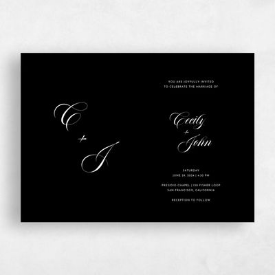 Black Wedding Invitation - Wilmington Landscape