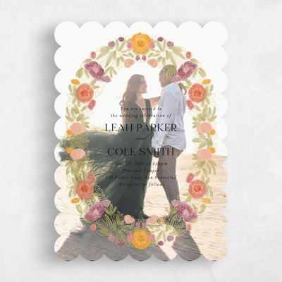 Purple Scalloped Wedding Invitation - Isolde Photo Foil