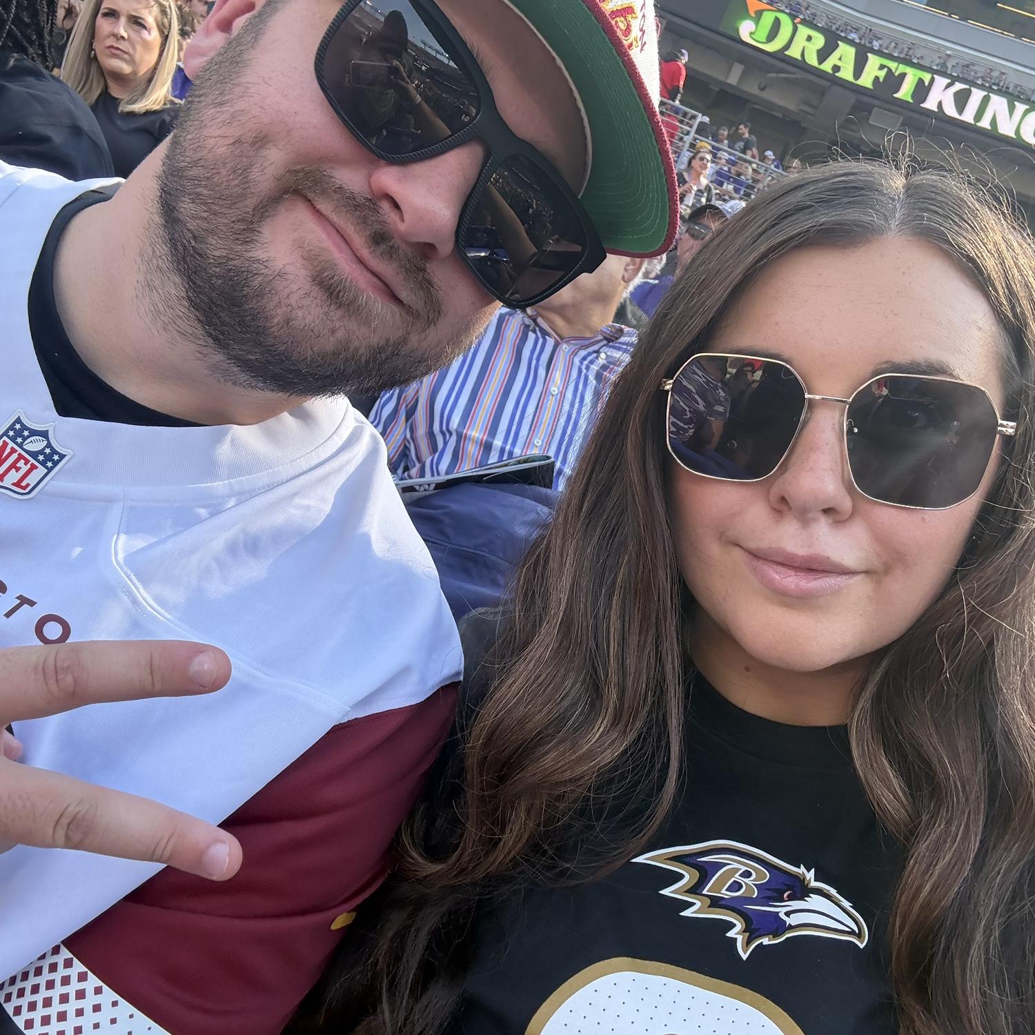 We are a house divided when it comes to football. Rob is a Commanders fan and Ally is a Ravens fan. 🤭