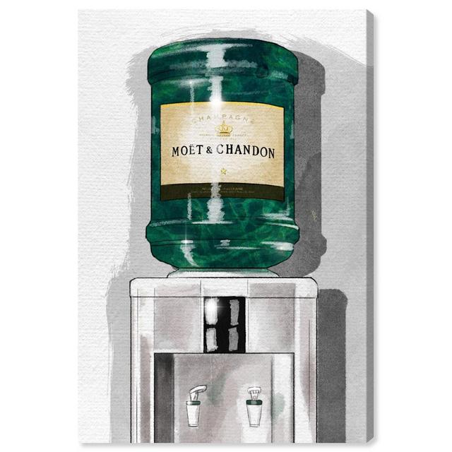 15" x 10" Champagne For Days Drinks and Spirits Unframed Canvas Wall Art in Green - Oliver Gal