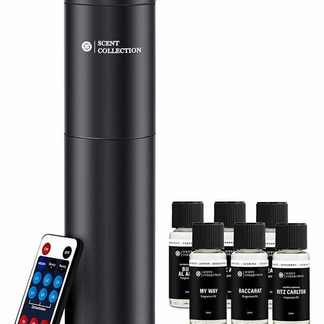 Hotel Waterless Scent Diffuser –Essential Oil Diffuser with 6 Hotel Scents, Aromatherapy Nebulizing No Locked Oil Bottle Diffuser Covers up to 700 Sq Ft, Quiet Fragrance Machine for Home, Spa & Office