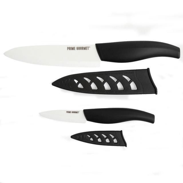 Prime Gourmet 4-Piece Cutlery Set with Sheaths in White