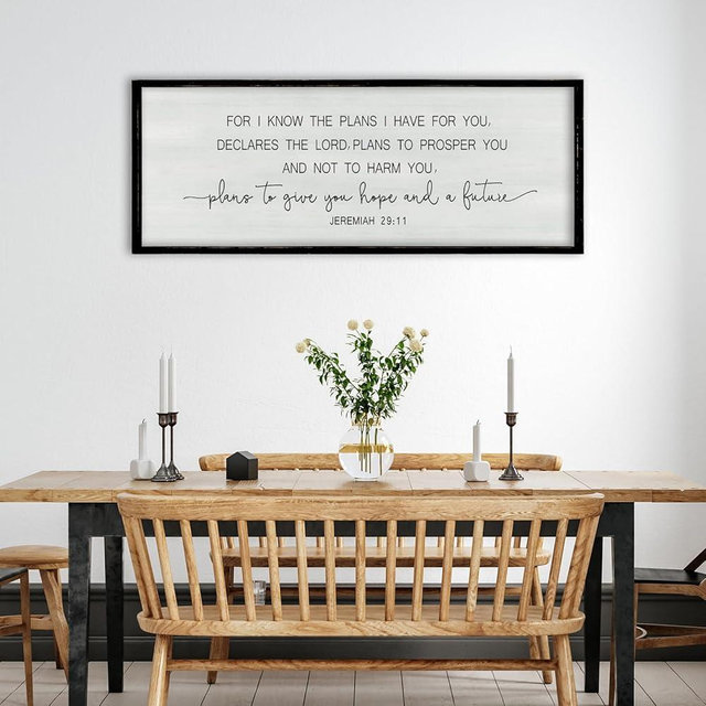 ZZJJHYWGQ Bible Verse Wall Art Jeremiah 29:11 Print Sign 40"×15" Christian Inspirational Quotes Decor For I Know The Plans I Have For You Large Religious for Living Room Office Wall Hanging (Black)