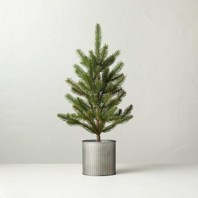 Large 22" Faux Pine Tree in Galvanized Metal Pot - Hearth & Hand™ with Magnolia