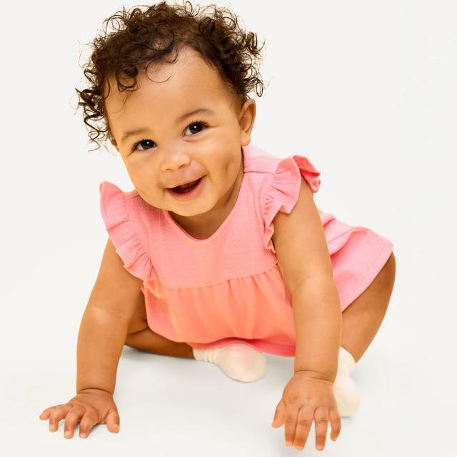 Ribbed Flutter-Sleeve Top and Shorts Set for Baby