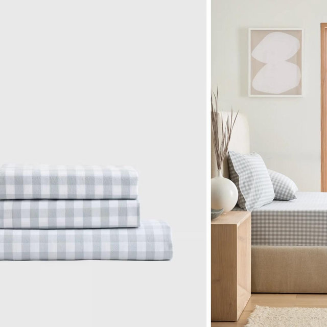 Classic Organic Percale Gingham Fitted Sheet Set