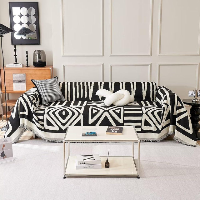 VClife Black Sofa Cover Chenille Couch Cover for 2 Cushion Couch, Dog Sofa Slipcover with Tassel Washable Loveseat Cover, Non Slip Couch Covers for Sectional Sofa Pet Furniture Protector, 71"x 118"
