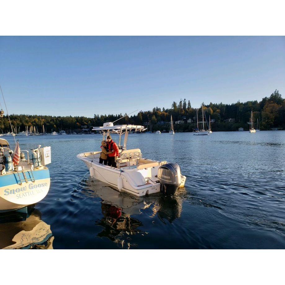 The first boating trip Michael took Chelsea on - Wine tasting on Bainbridge Island, WA