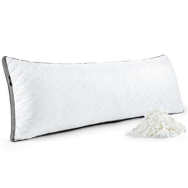Rainmr Shredded Memory Foam Full Body Pillow, Long Hugging Bed Pillows for Adults, Breathable Extra-Firm Large Pillow for Side Sleep, Big Support Body Pillow for Sleeping (20 x 54 Inches)