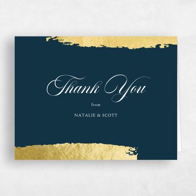 Blue Foil Wedding Thank You - Casey Landscape Foil