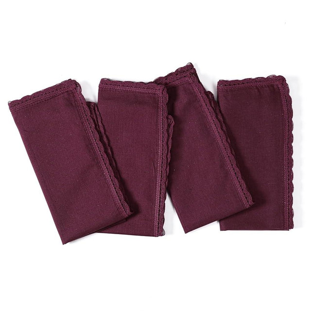 Ramanta Home Linen Flax Cloth Napkins Set of 4 Burgundy, 18x18 Inch | Easter Premium Cotton Linen Flax Lace Soft & Durable | Washable Ideal for Spring Basket Décor, Wedding, Kitchen, Everyday Use