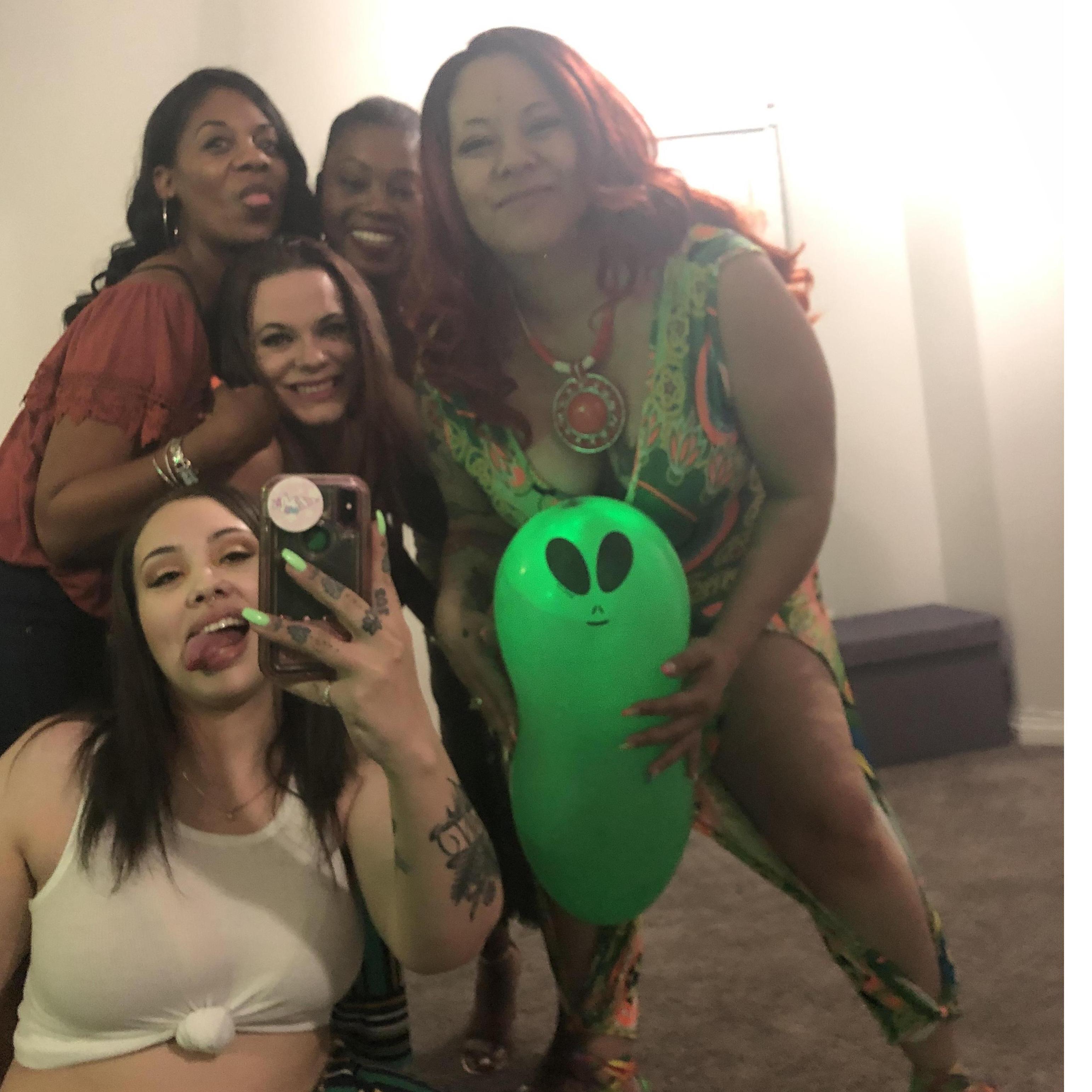 Bridesmaids; Angela, Tracy, ShaLin, and Ashtyn at the surprise engagement party 4/20/2019