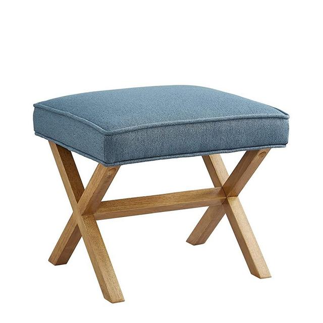 Amazon Brand – Rivet Mid-Century Modern X Stool Ottoman Chair, 20" W, Indigo Blue