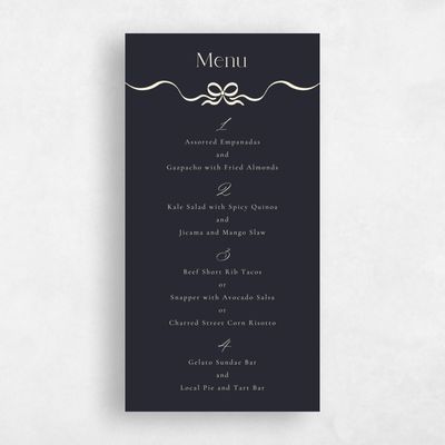 Ebony, Black Wedding Menu - Alba