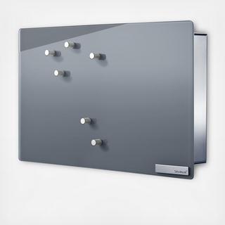 Velio Horizontal Glass Magnet Board with Hook Organizer