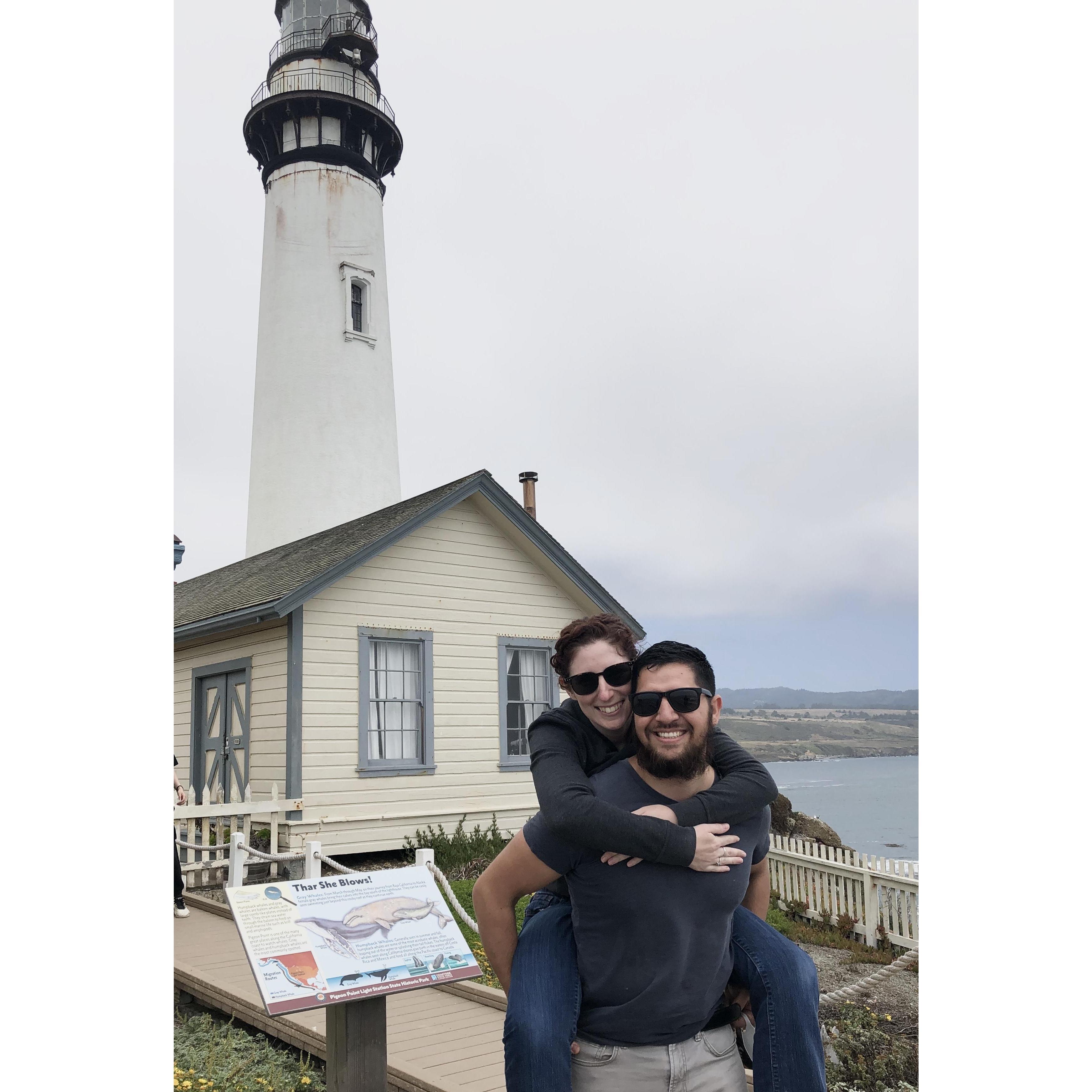 Checking out Pigeon Point lighthouse.