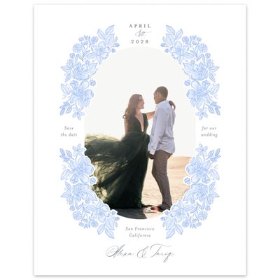 Dark Pastel Blue Wedding Digital Save the Date - Siena Portrait