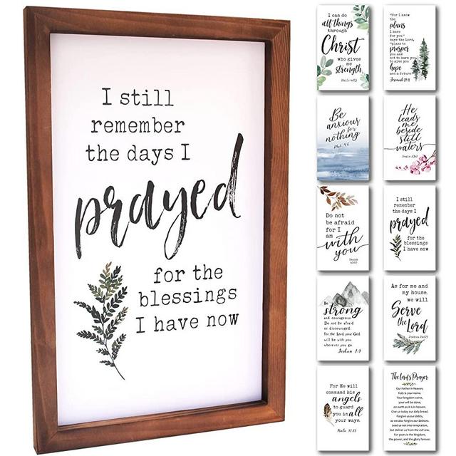 Scripture Wall Art Interchangeable Seasonal Sign. Bible Verses Wall Decor Framed Wood Plaque. Lords Prayer Jeremiah 29 11 Joshua 24 15 Joshua 1 9 Philippians 4 13 Psalm 91 11