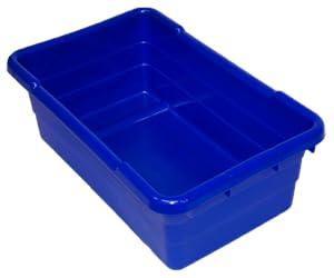 ULTRASOURCE Food Approved Bus Totes/Meat Lug (4 Totes and 4 Frosted Lids, Blue)