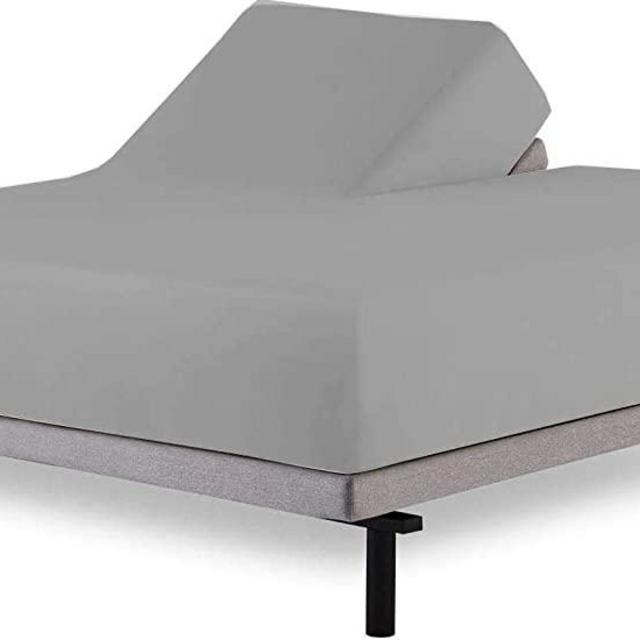 Split Head Flex Sheet Set-Split Top Cal.King Sheets Sets for Adjustable Bed-4 Pcs -100% Cotton Sheets-Sleep Number Flex Sheets- Upto 15-18 inches -39" Split from Top Light Grey Solid Cal.King-39 Split