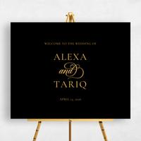 Black Wedding Sign - Elegant Duo Landscape