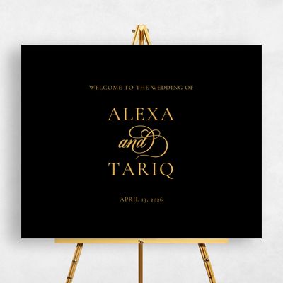 Black Wedding Sign - Elegant Duo Landscape