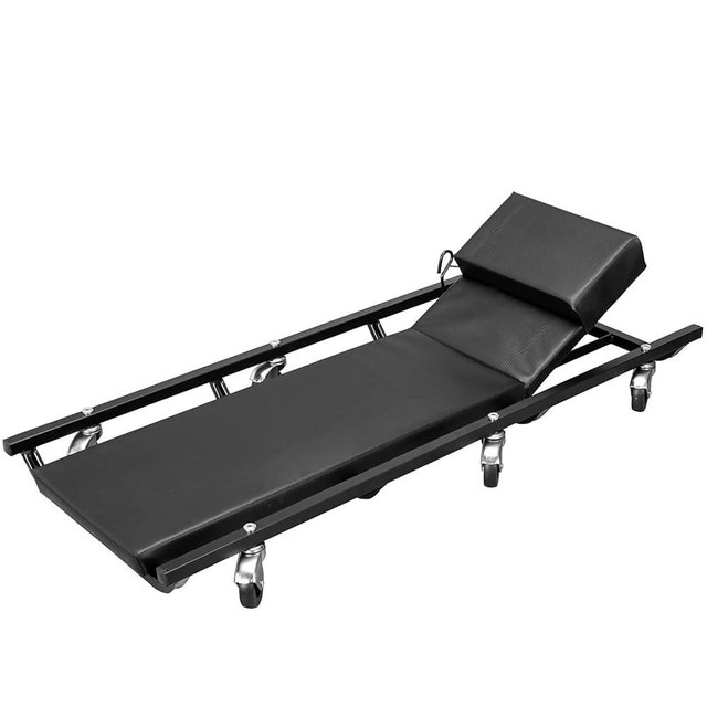 Big RED 40" Padded Rolling Garage/Shop Creepe with Adjustable Headrest and 6 Casters，Steel Mechanic Cart, Black,ATR6452BR,Torin