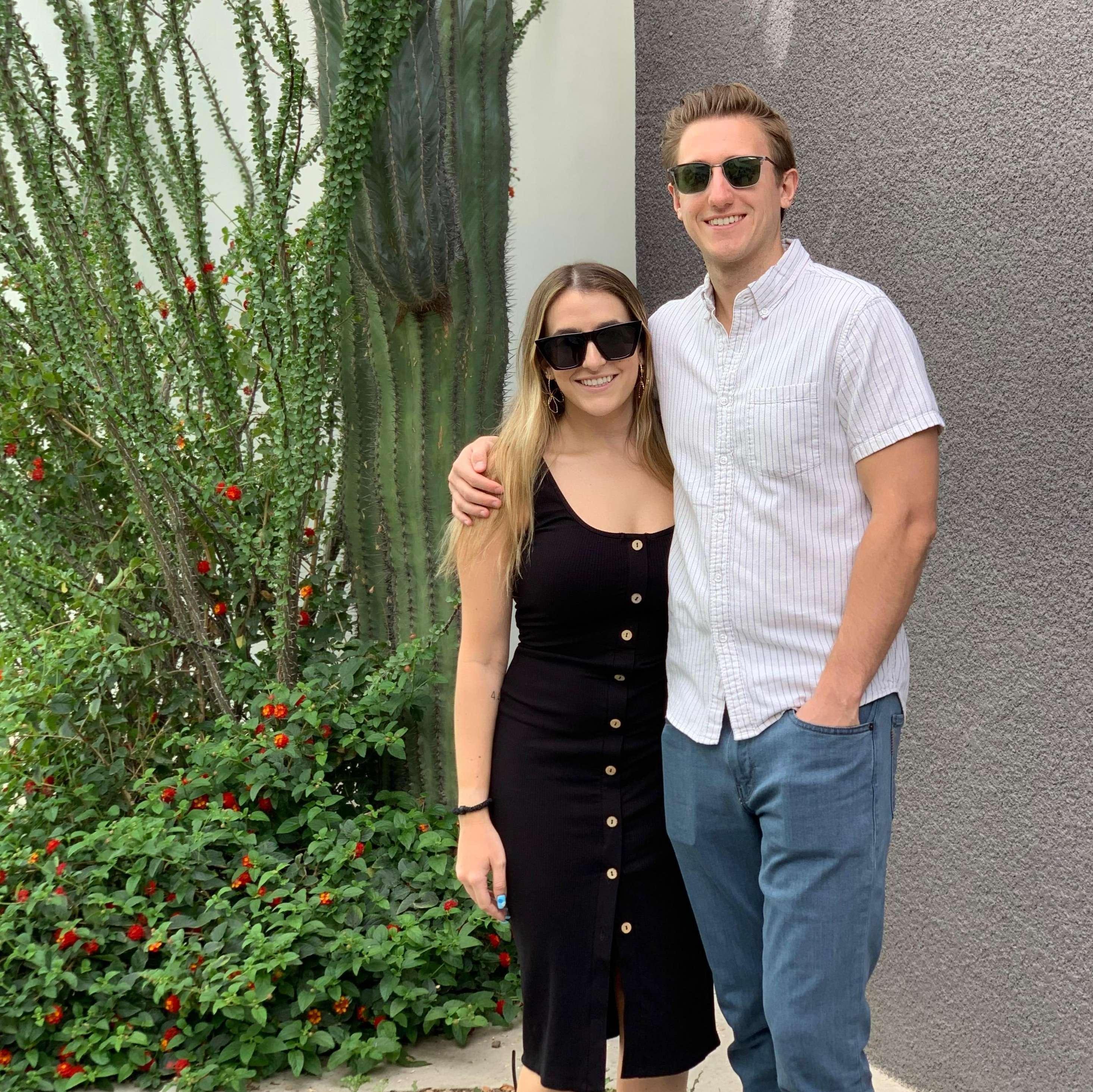 Shortly after this photo was taken in Arizona on a family trip Sydney was dared to see if she could lift Sam, and did it in heels!