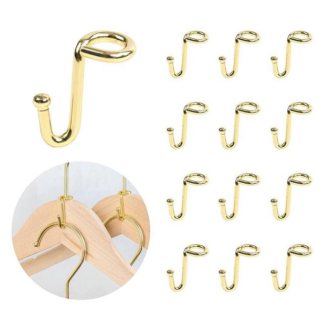 KOOBAY Clothes Hanger 36Pcs Connector Hooks Stable Hanger Gold Metal Outfit Hangers Extender Clips Mini Cascading Hanger Hooks