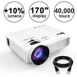 DR.J (2018 Upgraded) +10% Lumens 4Inch Mini Projector with 170" Display - 40,000 Hour LED Full HD Video Projector 1080P, Compatible with Amazon Fire TV Stick, HDMI, VGA, USB, AV, SD for Home Theater