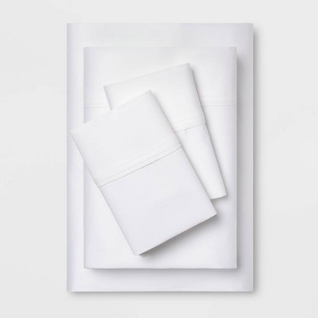 Twin XL 400 Thread Count Solid Performance Sheet Set White - Threshold™