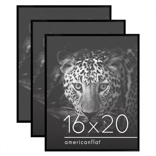 Americanflat 3 Pack 16x20 frames Lightweight Snap Frame, Front Loading Poster Frames - 20x16 picture frame Black