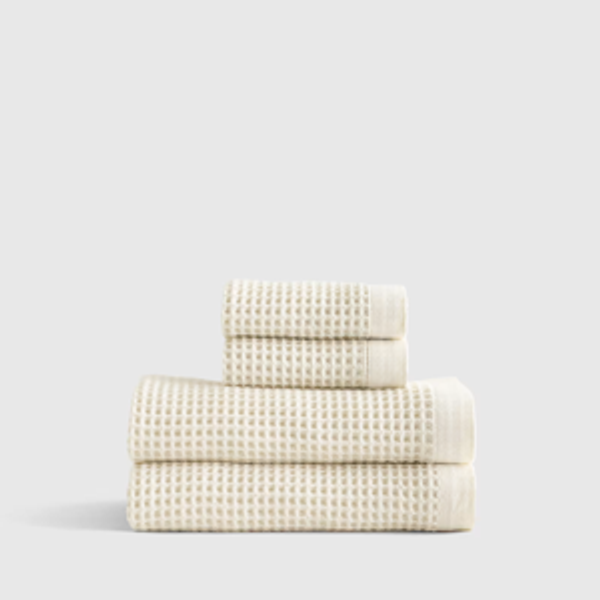 Organic Turkish Waffle Bath Towel Bundle, Ivory
