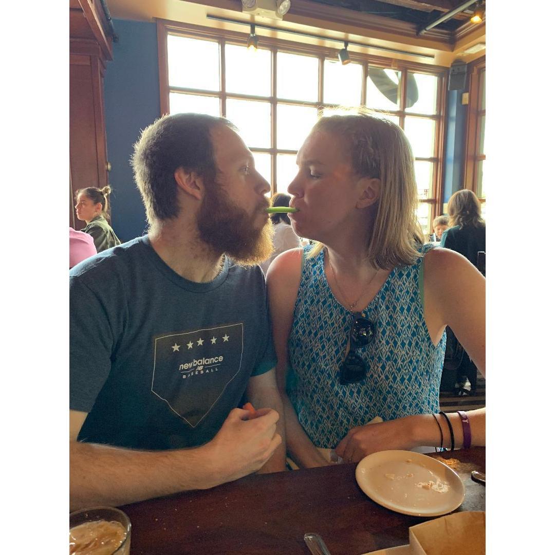 You can see Kayla's Sunburn setting in post engagement photo session with Britt and Zach at the waterfront