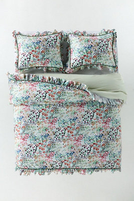 @nestingwithgrace Cotton Sateen Floral Printed Ruffle Duvet
