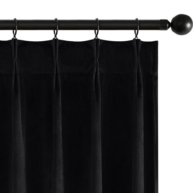 MIULEE Pinch Pleated Black Velvet Blackout Curtains 94 inches Long, Thermal Insulated Pinch Pleat Drapes with Hooks, Luxury Halloween Window Panels for Bedroom Living Room, 2 Panels