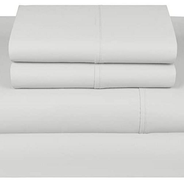 Threadmill Home Linen King-Size Sheets - 100% Pure Cotton 600 Thread Count, 4 Piece Sateen Weave Silver Bedding Set, Comfortable ELS Combed Cotton, Solid Sheets with Elasticized Deep Pocket