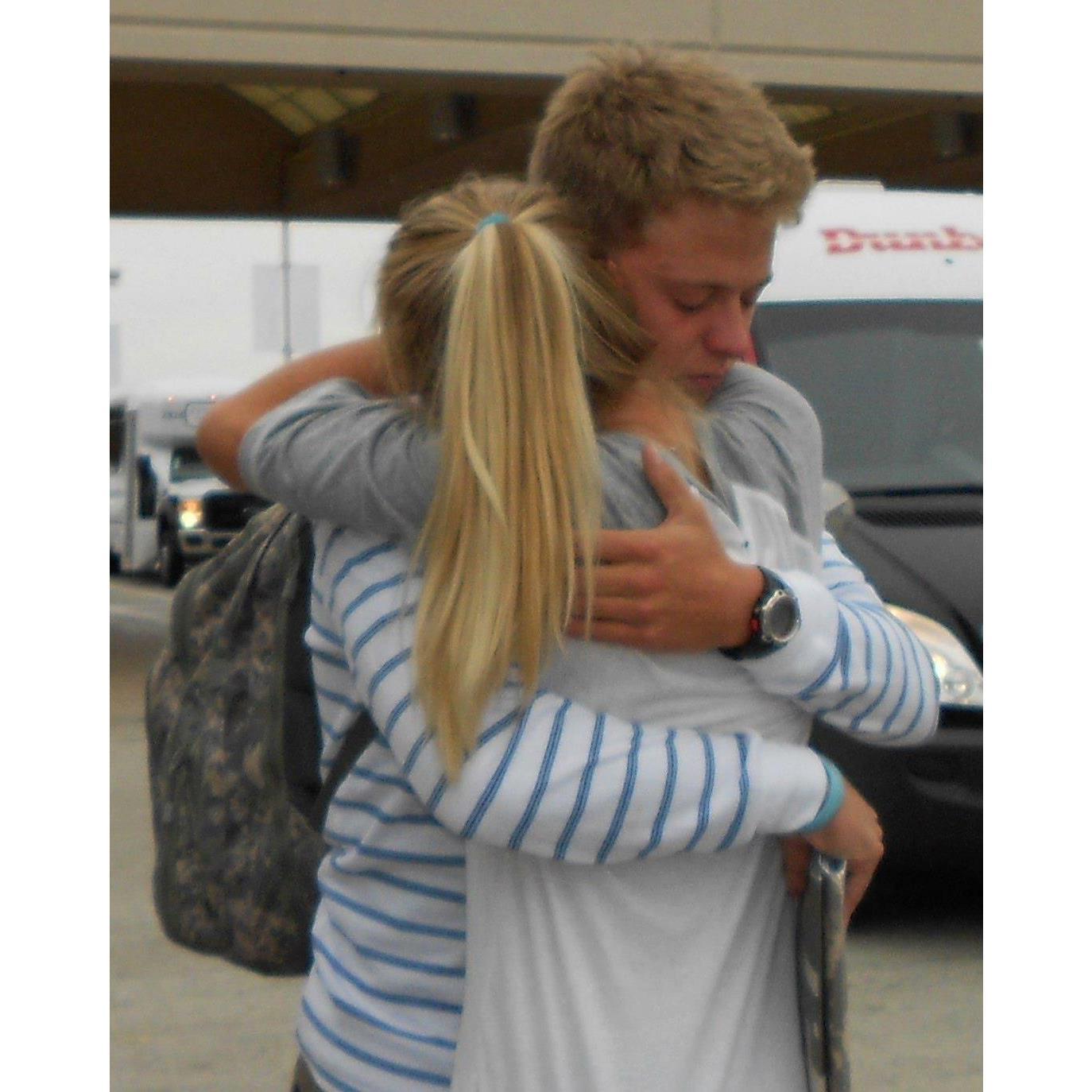 Saying goodbye at the airport as Blake left for Army basic training in Ft. Benning, GA for 12 weeks. Riley was 17 & he was 18- July 3rd, 2012