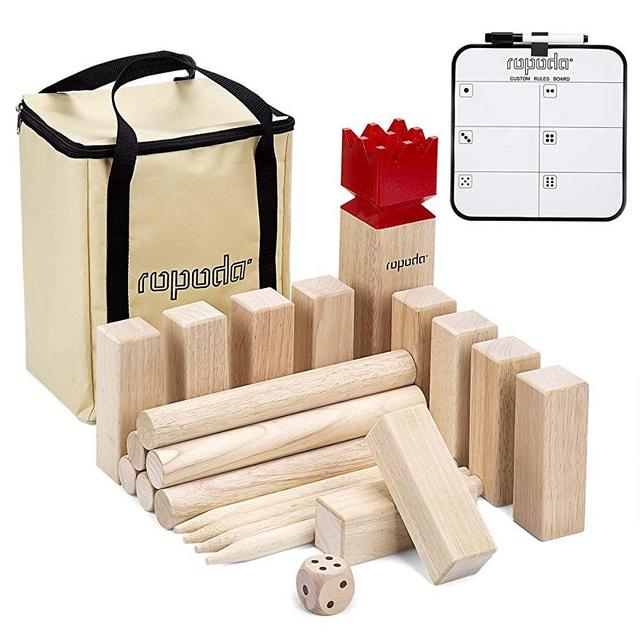 ROPODA Kubb Game Premium Set - Game Set for Yard/Outdoor/Lawn/Beach - Pinewood Viking Chess Game with Carrying Bag for Adults and Kids