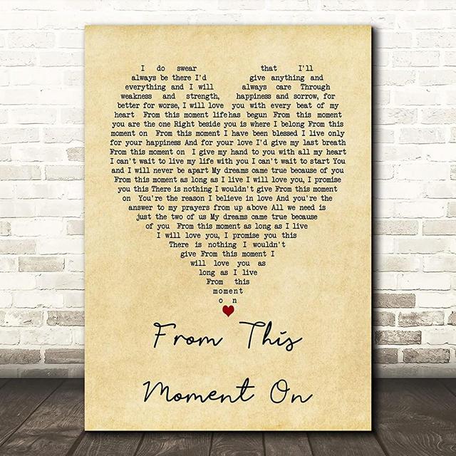 Akiratony #from #This #Moment On #Shania #Twain Vintage Heart Song Lyric Quote Print Poster Wall Art Home Decor Gifts for Lovers Painting