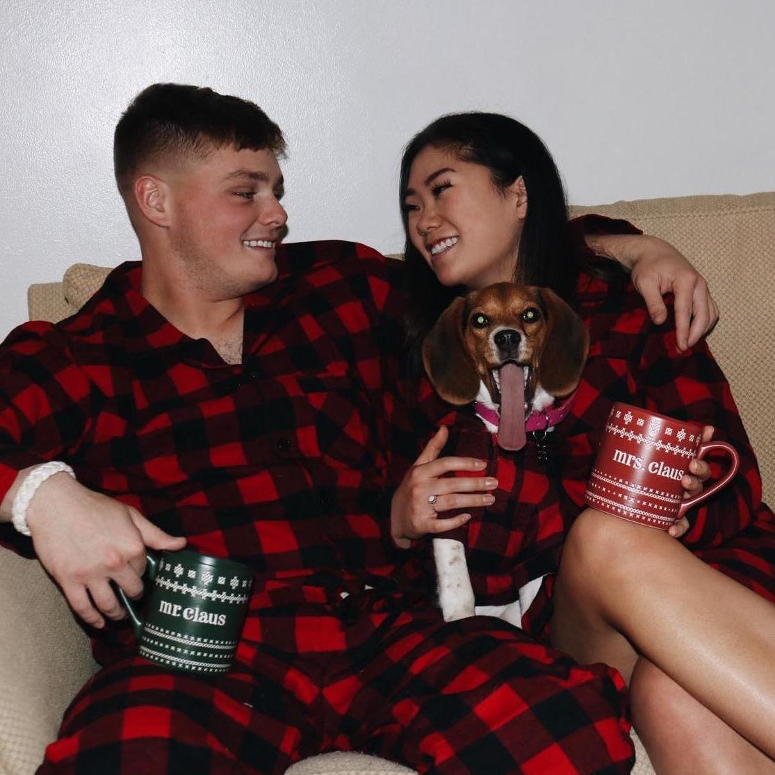 We had matching slippers on too