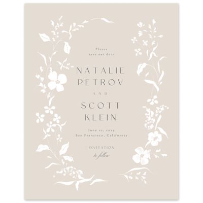 Classic Greige, Beige Wedding Digital Save the Date - Lynette Portrait